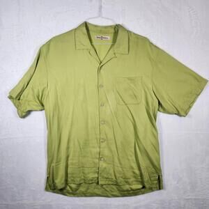 Tommy Bahama Short Sleeve Button‎ Down Shirt Green Silk Mens Size Large